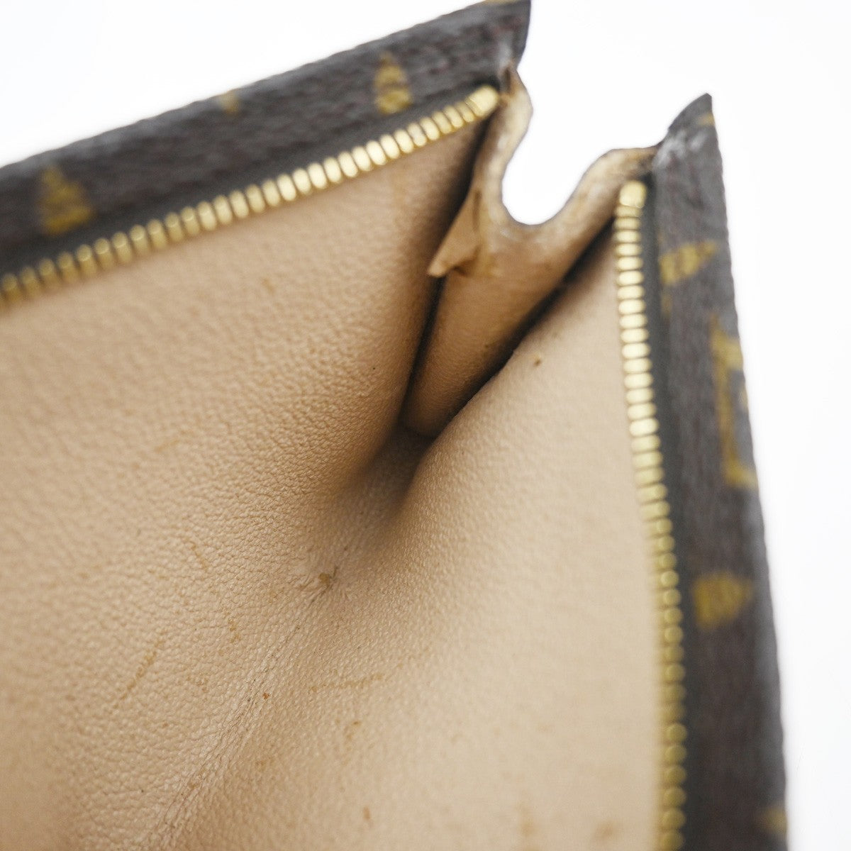 LOUIS VUITTON Logo BUCKET PM Pouch Bag Monogram Leather Brown France 60KP599