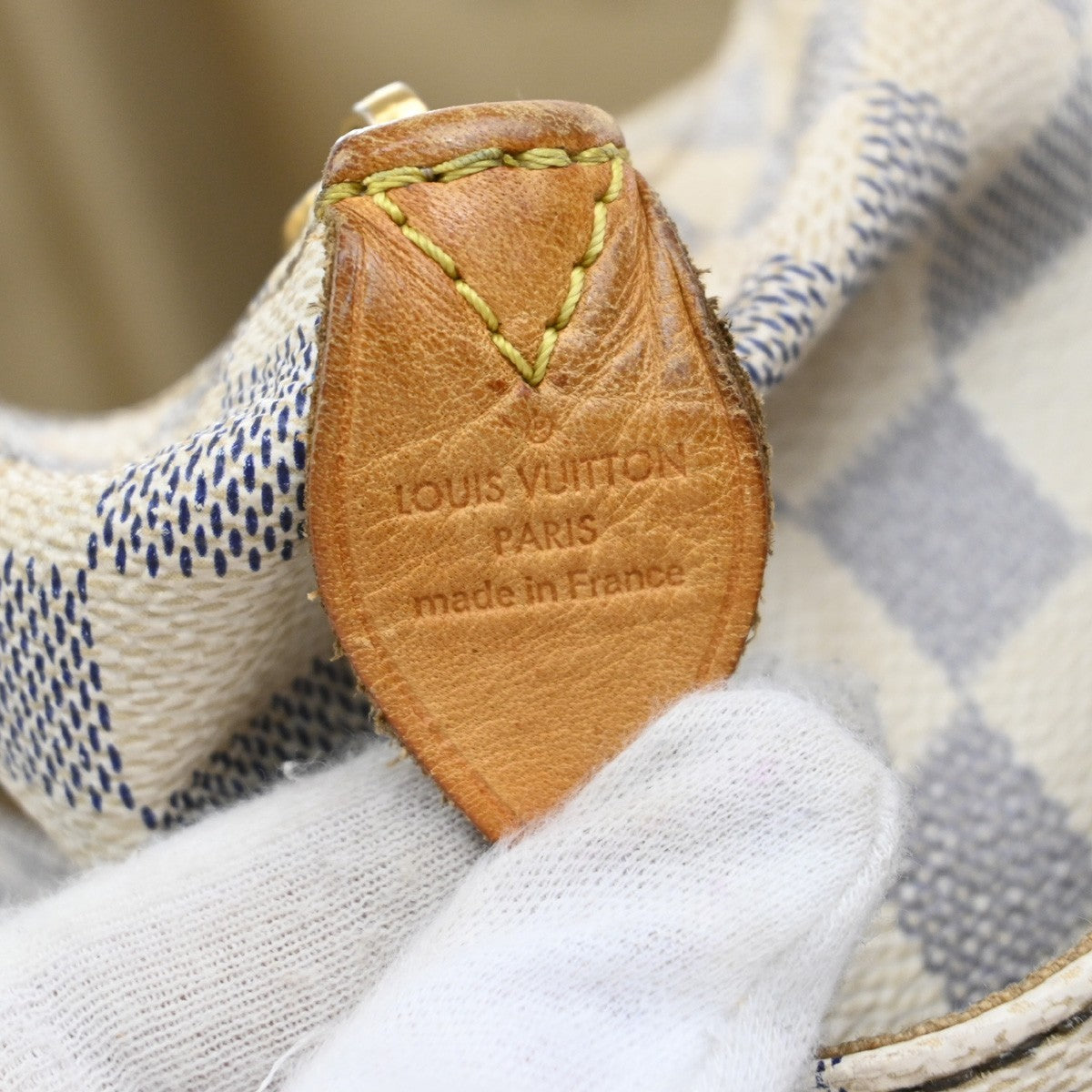 LOUIS VUITTON Totally PM Shoulder Bag Damier Azur Leather White N51261 84KB328