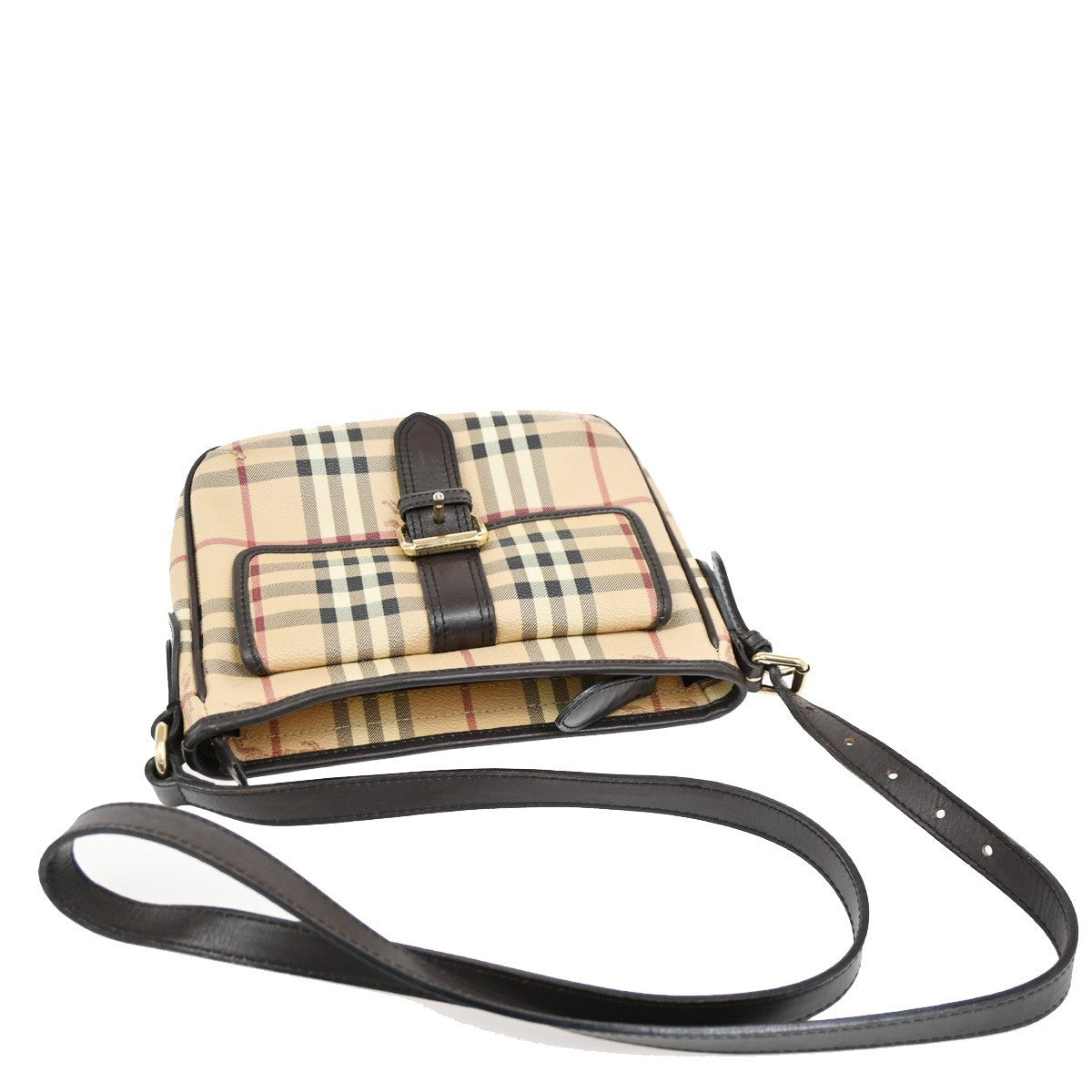 BURBERRY Shadow Horse Nova Check Shoulder Bag PVC Leather Beige BN GHW 80DA151
