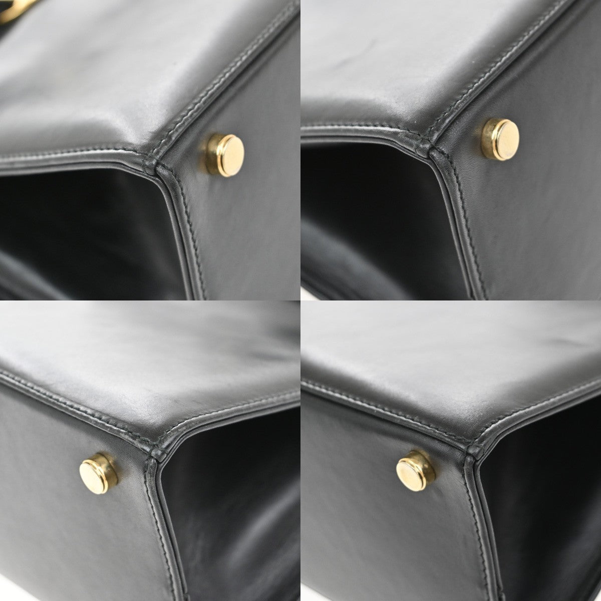 SALVATORE FERRAGAMO Logo Vara Hand Bag Canvas Leather Black Gold Italy 67KB455