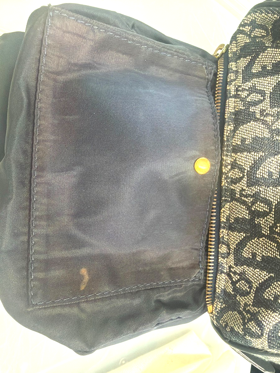 CHRISTIAN DIOR Logo Trotter Pattern Hand Bag Canvas Leather BE GHW 684RQ071