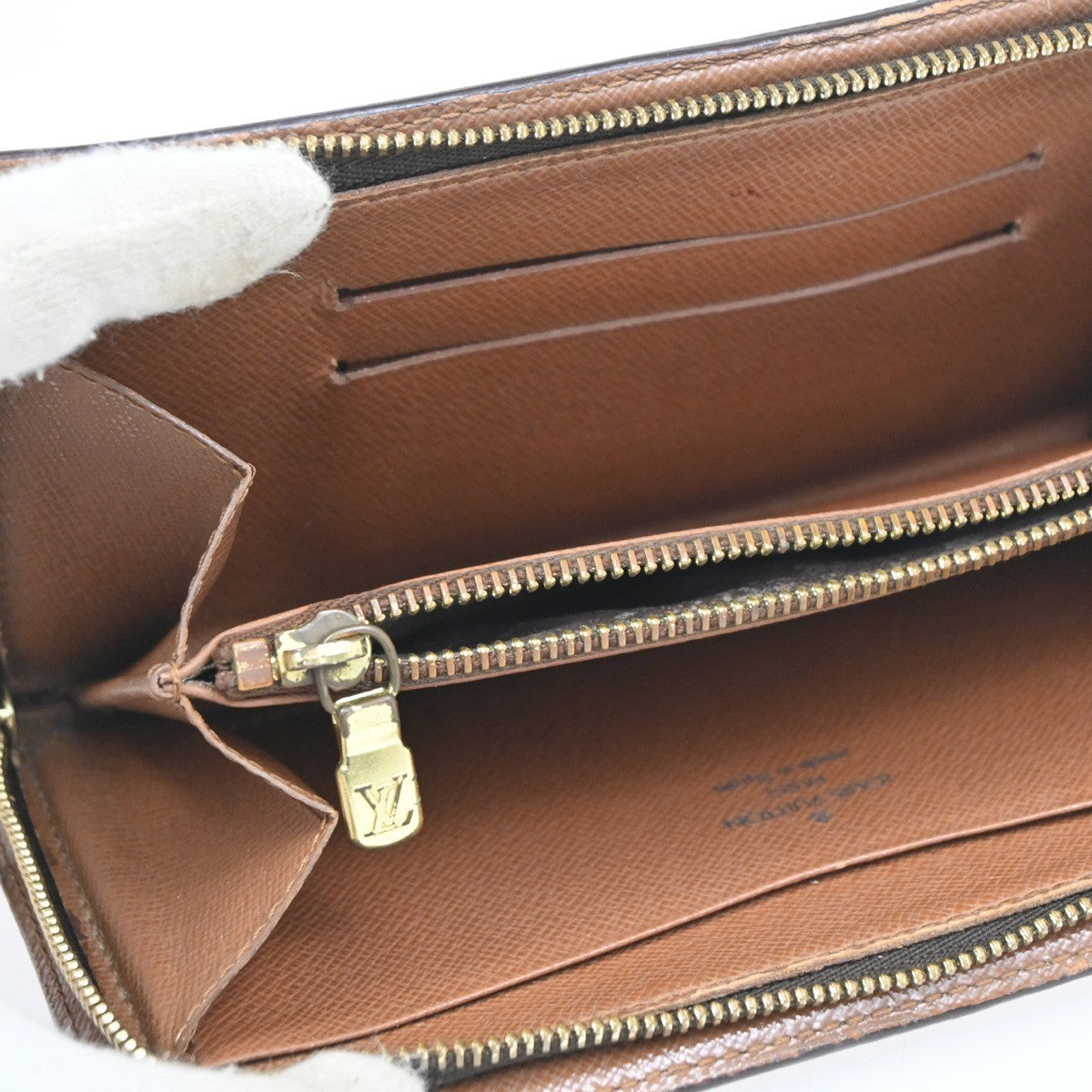 LOUIS VUITTON LV Logo 2 Set Zipper Wallet Monogram Damier Leather Brown 64KC511