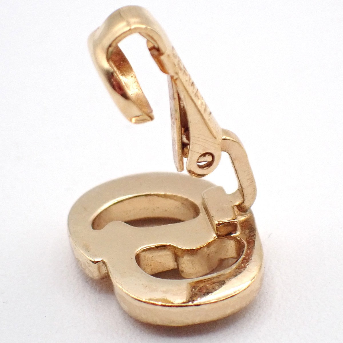 CHRISTAIAN DIOR CD Logo Rhinestone Clip On Earrings Gold Germany 01RL902