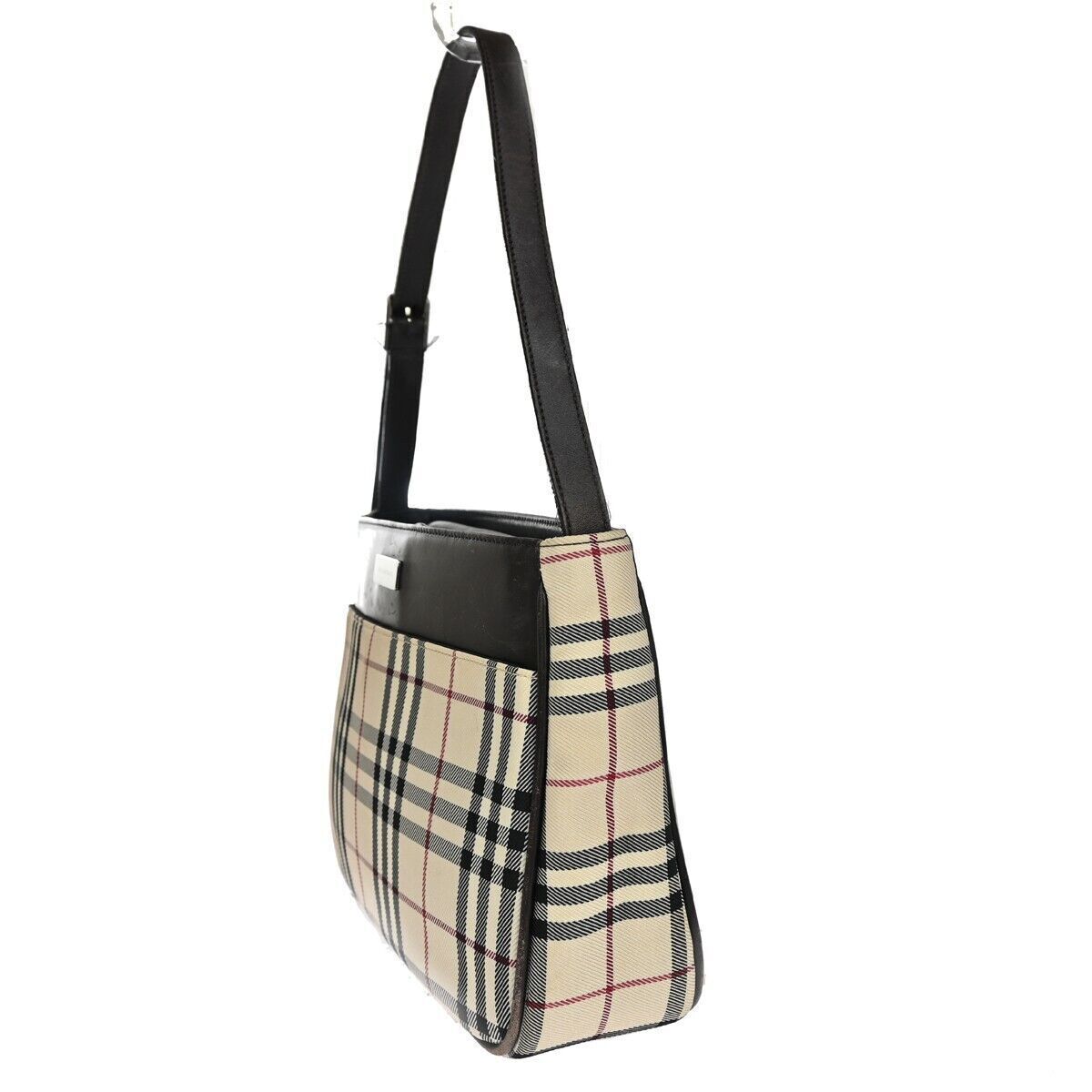 BURBERRY Logo Nova Check Shoulder Tote Bag Canvas Leather Beige Brown 60GA052