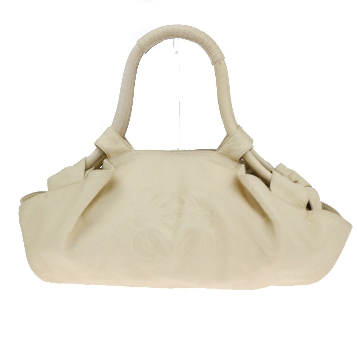 LOEWE Logo Anagram Nappa Aire Shoulder Hand Bag Leather Ivory SHW Spain 80YH882