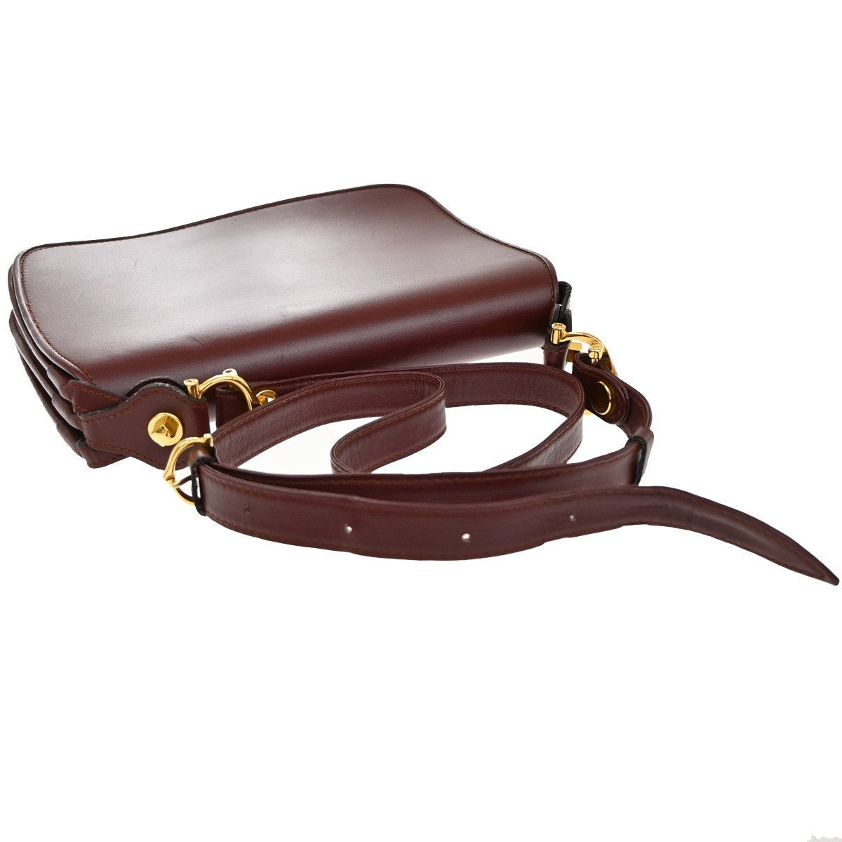 MUST DE CARTIER 2C Logo Crossbody Shoulder Bag Leather Red GHW 66CA367