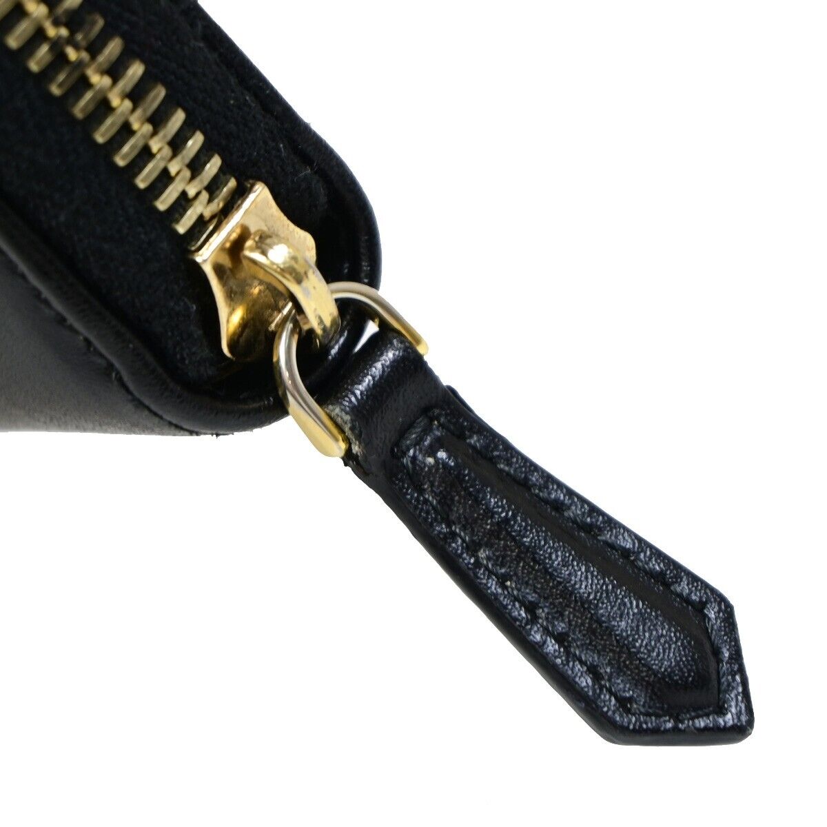 FENDI By The Way Logo Long Zip Around Wallet Purse Leather Black Italy 67EB039