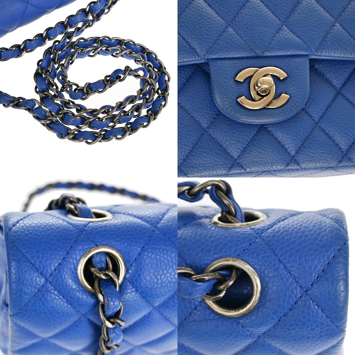 CHANEL CC Matelasse 25 Double Flap Chain Shoulder Bag Cavia Leather BE 990RJ356