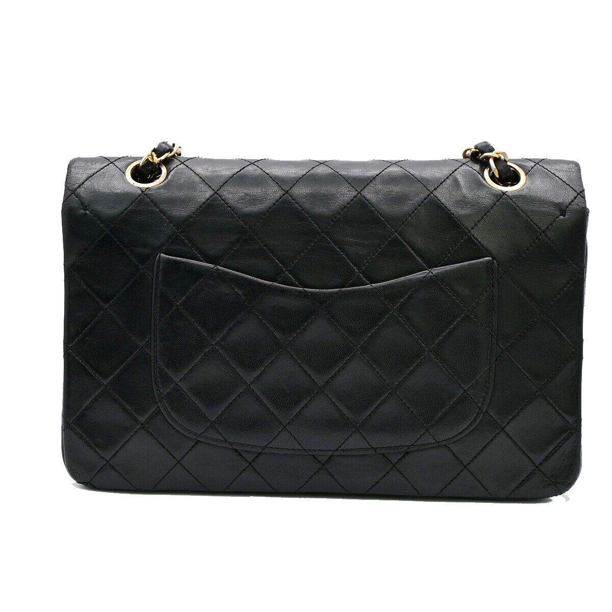 CHANEL Matelasse 25 Double Flap Chain Shoulder Bag Leather BK Vintage 377RJ823