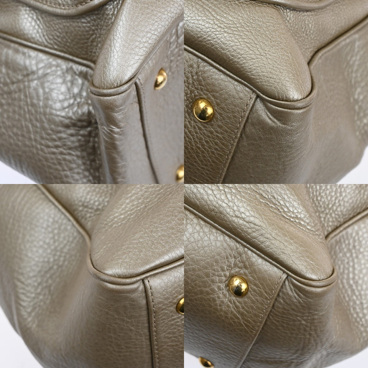 GUCCI Logo Double G  Hand Bag Metallic Leather Gold GHW Italy 77KB882