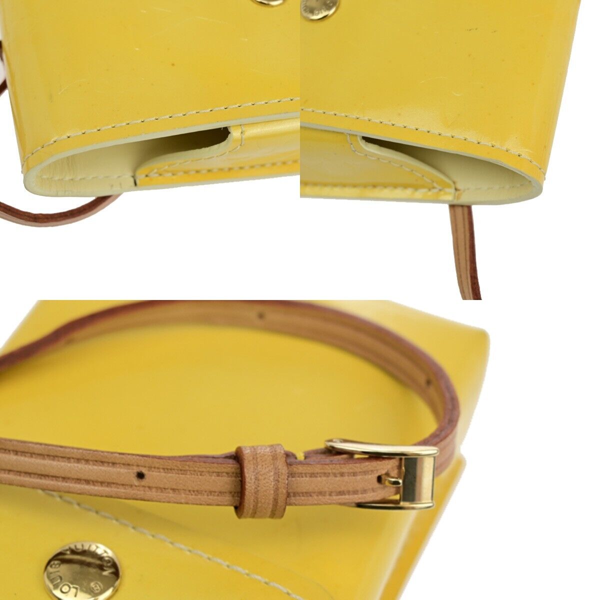 LOUIS VUITTON Walker Shoulder Bag Monogram Vernis Leather Yellow M91074 69SJ178