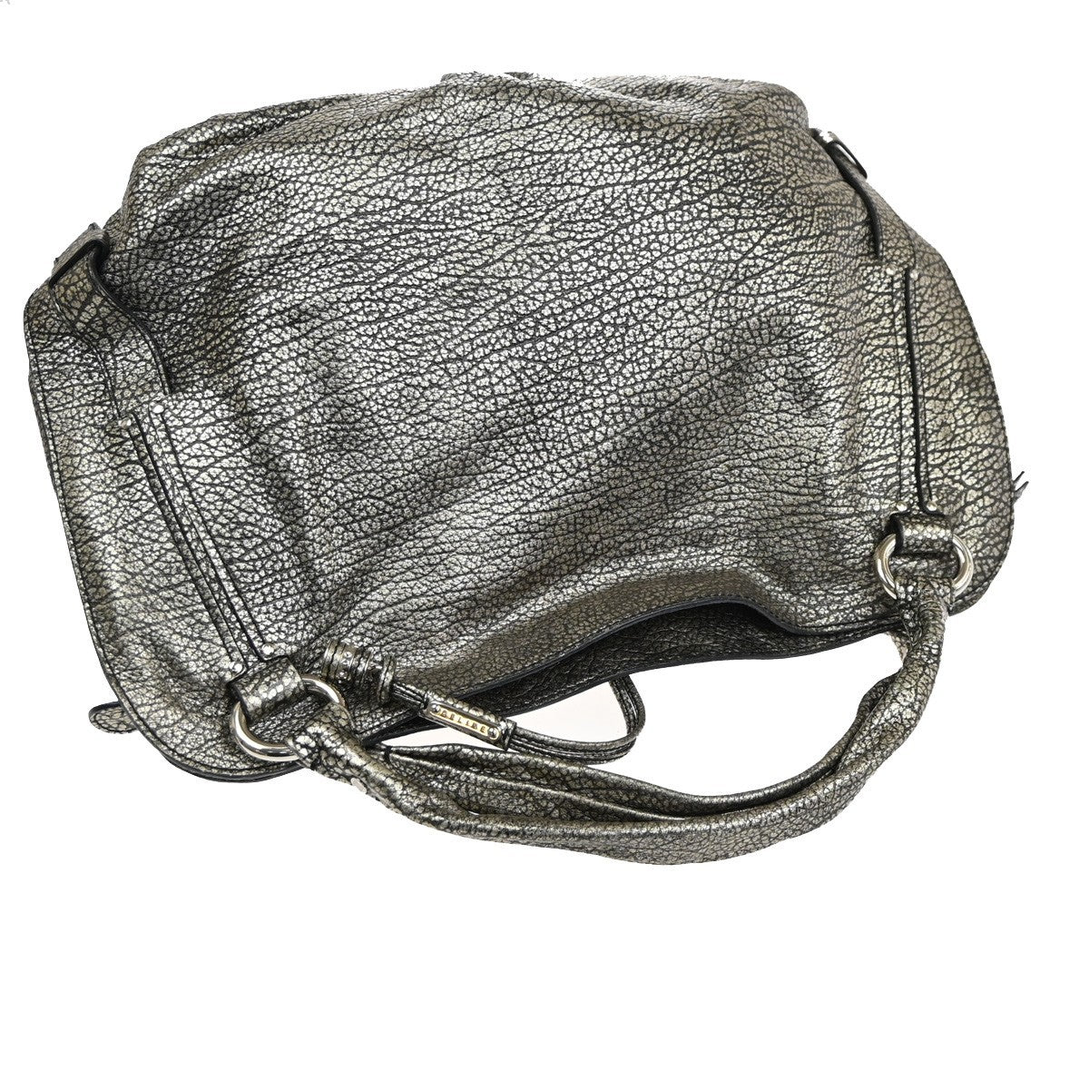 CELINE Bittersweet Shoulder Hobo Hand Bag Leather Metallic Gray SHW 34KD072