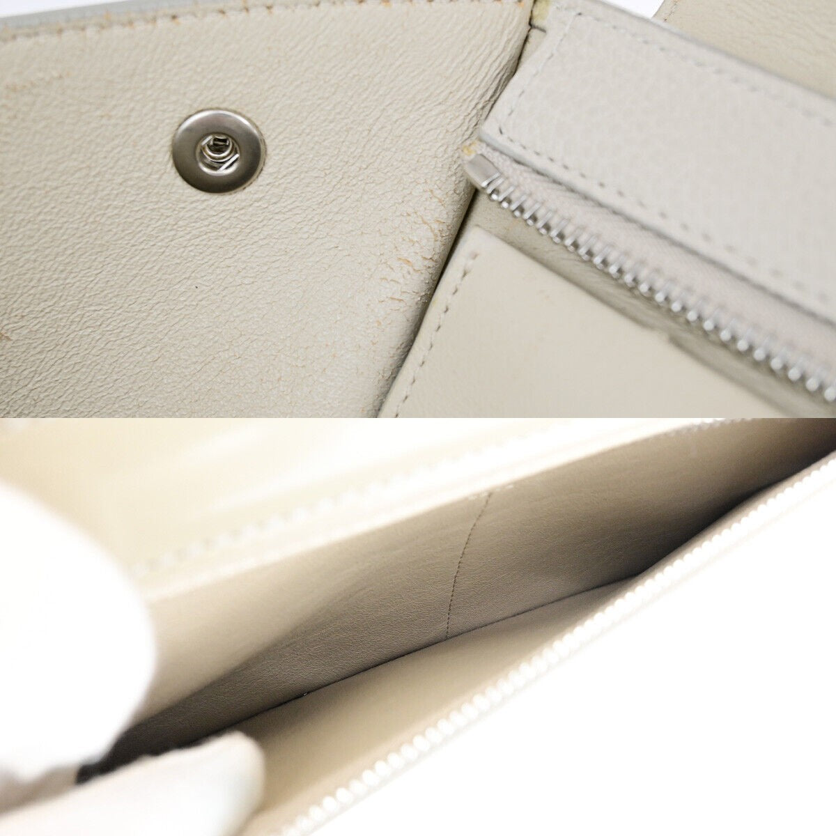 CELINE Logo Trapeze 2Way Shoulder Hand Bag Suede Patent Leather Beige 83YF548