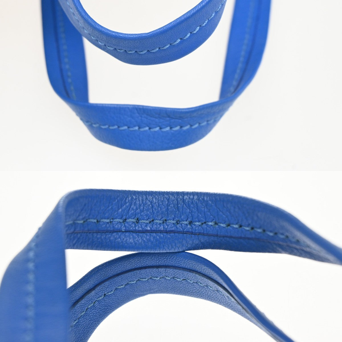 CELINE Horizontal Cabas Hand Tote Bag Bicolor Leather Blue Beige 38YJ129