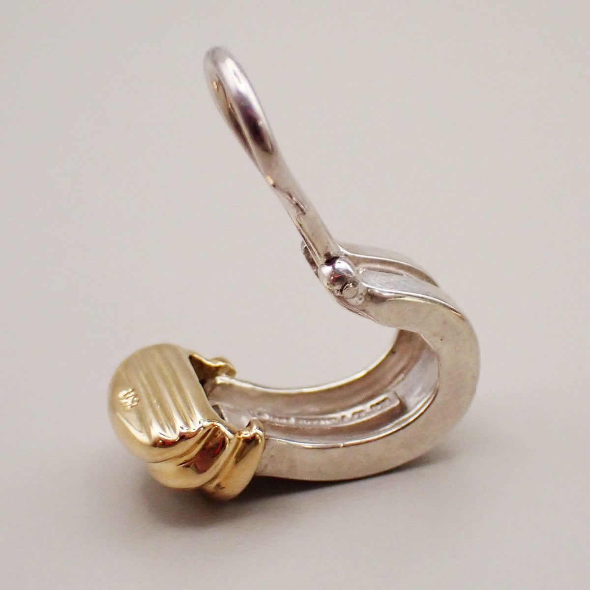 Tiffany & Co. Logo Groove Combination Earrings Clip On Gold 750 Ag 925 80KB252