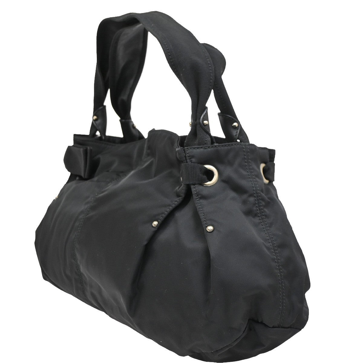 SALVATORE FERRAGAMO Vara Ribbon Handbag Nylon Leather Black Italy 68KC071