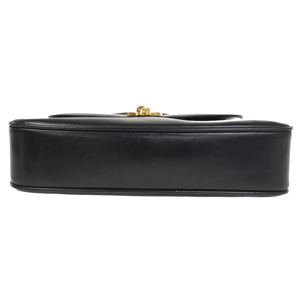 GUCCI Logo Interlocking GG Hand Bag Turn Lock Leather Black GHW Italy 67CA765