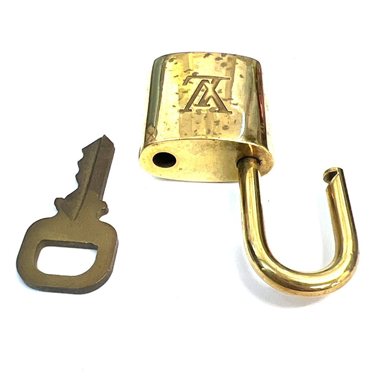 LOUIS VUITTON LV 10 SET PADLOCK KEY BAG CHARM CADENA GOLD PLATED FRANCE 65SJ419