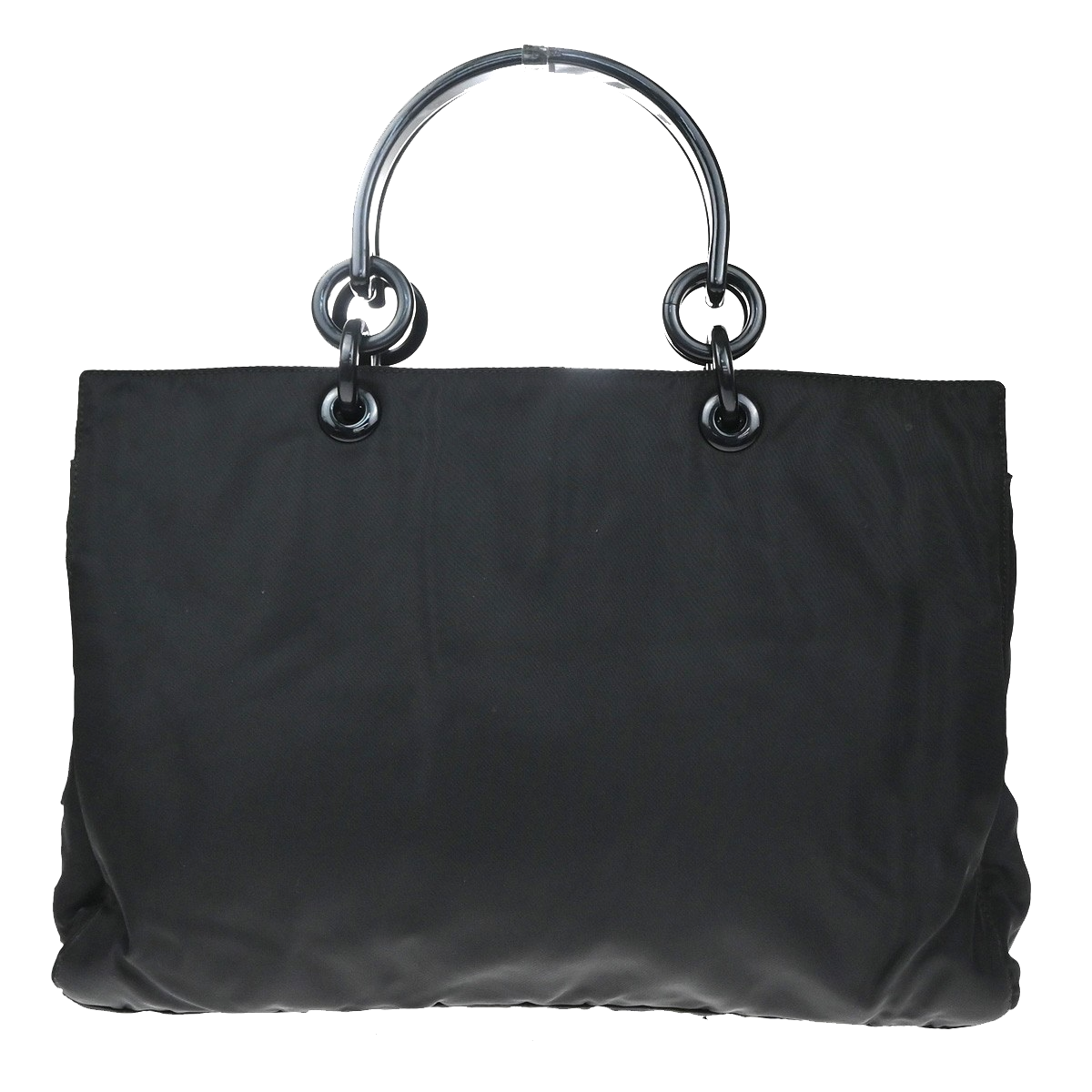 PRADA Logo Tessuto Chain Shoulder Hand Bag Nylon Black SHW Italy 31YJ089