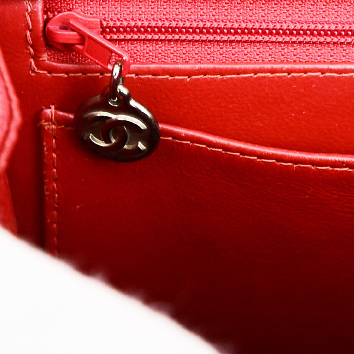 CHANEL CC Matelasse Hand Bag Grained Calfskin Leather Red SHW Vintage 626RK692