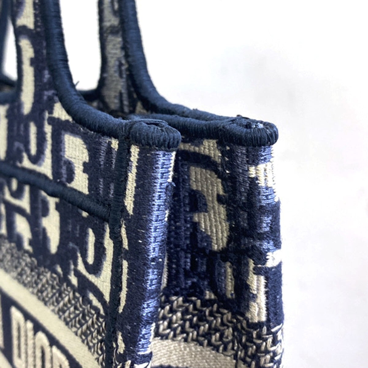 CHRISTIAN DIOR Logo OBLIQUE Mini Hand Bag Canvas Navy Blue Italy 373LC335