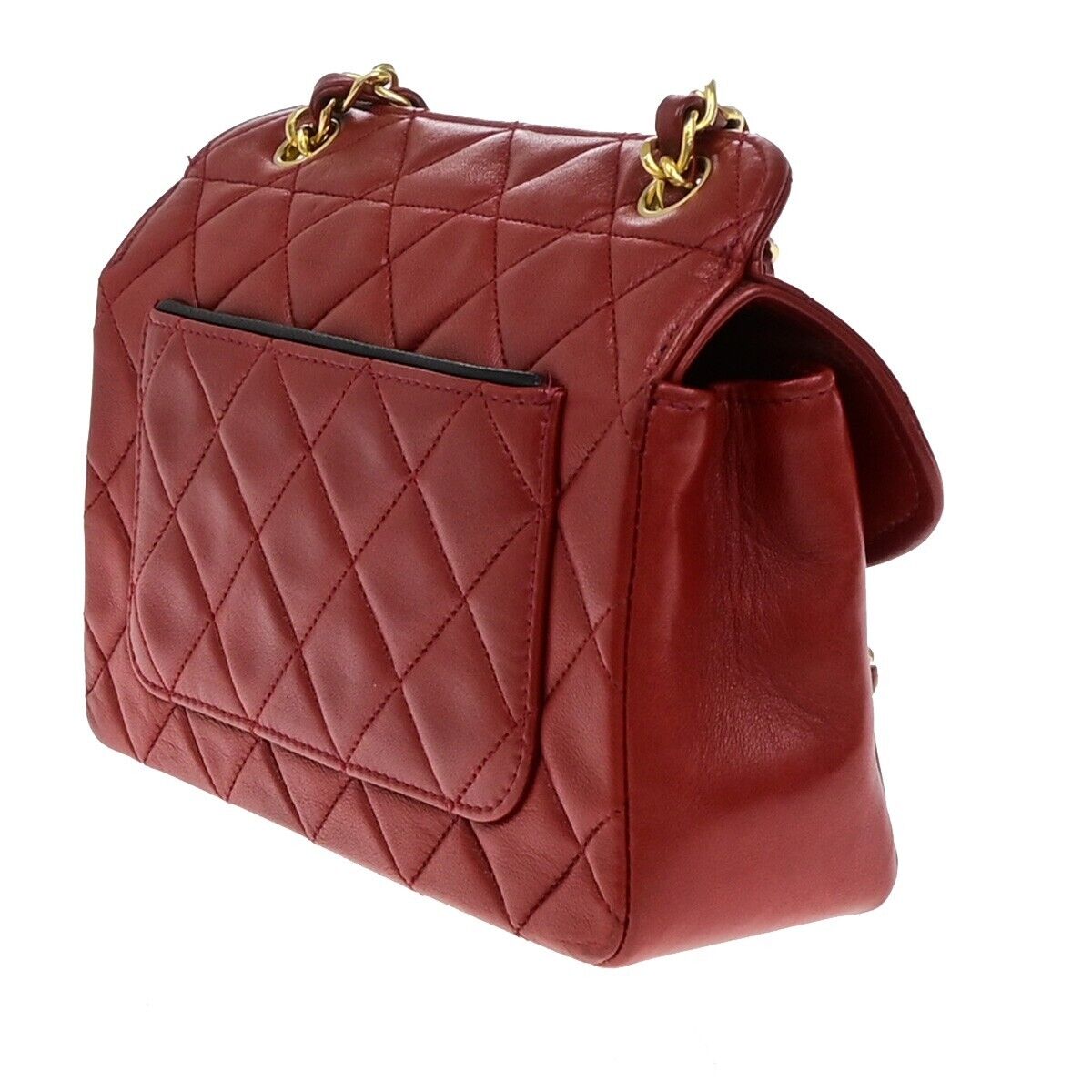 CHANEL CC Logo Mini Matelasse Chain Shoulder Bag Leather Red Vintage 310RF238