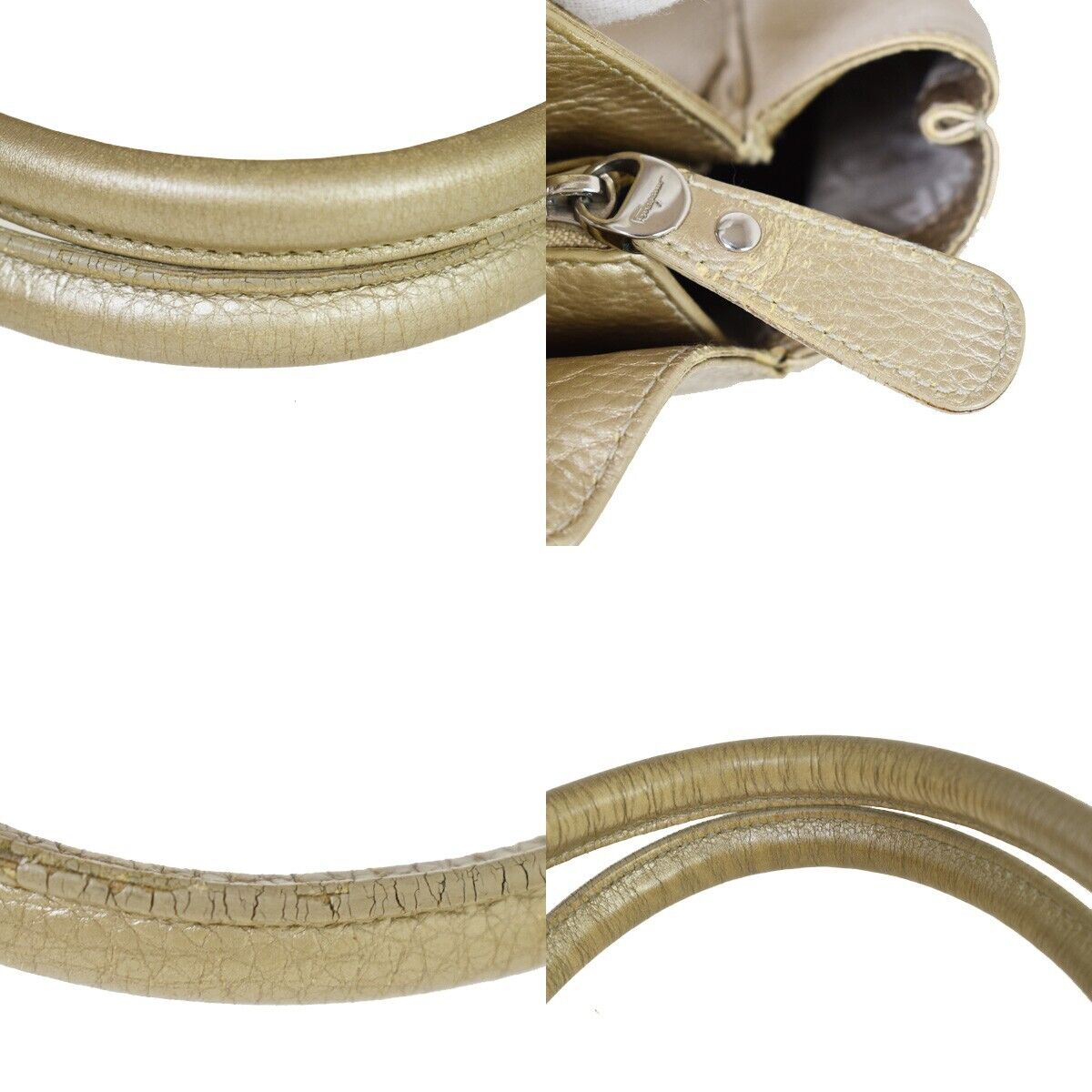 SALVATORE FERRAGAMO Logo Gancini Shoulder Bag Leather Gold 04JH321