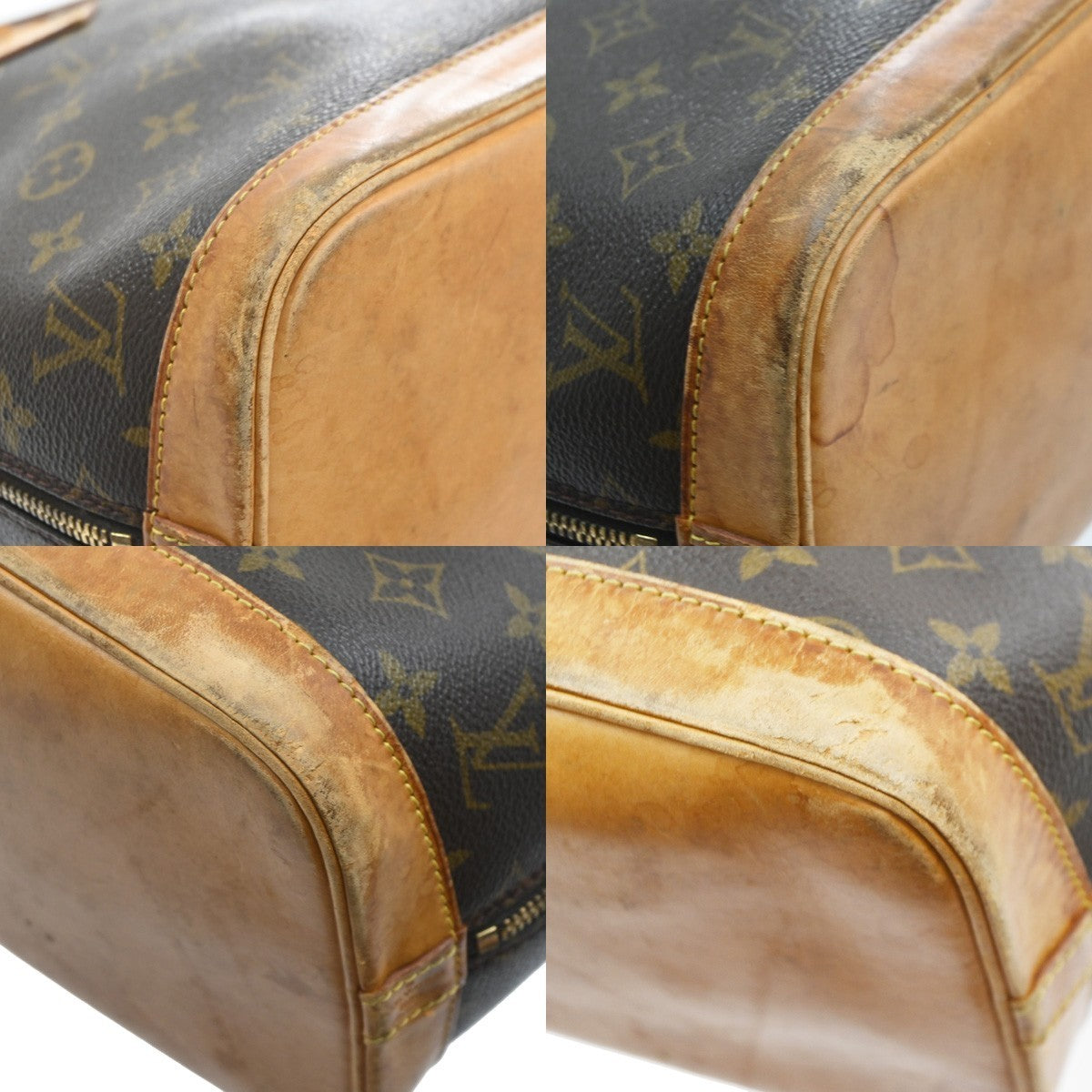 LOUIS VUITTON LV Logo Alma Hand Bag Monogram Leather Brown France M51130 34SA148