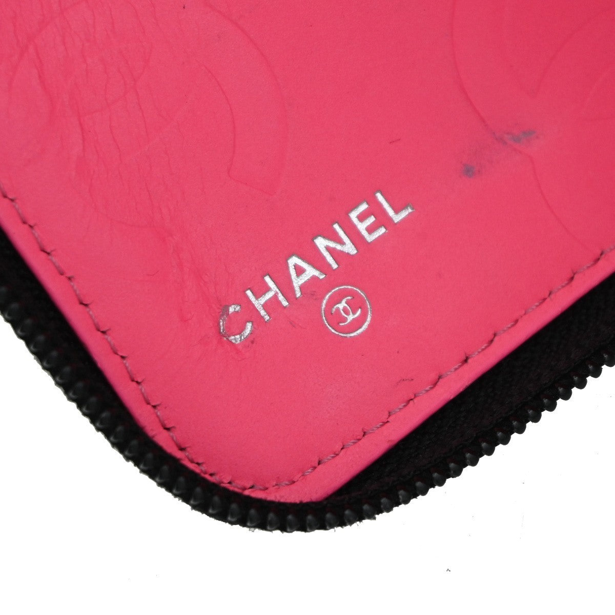 CHANEL CC Logo Cambon Long Bifold Wallet Patent Leather Black Pink Italy 16RF779