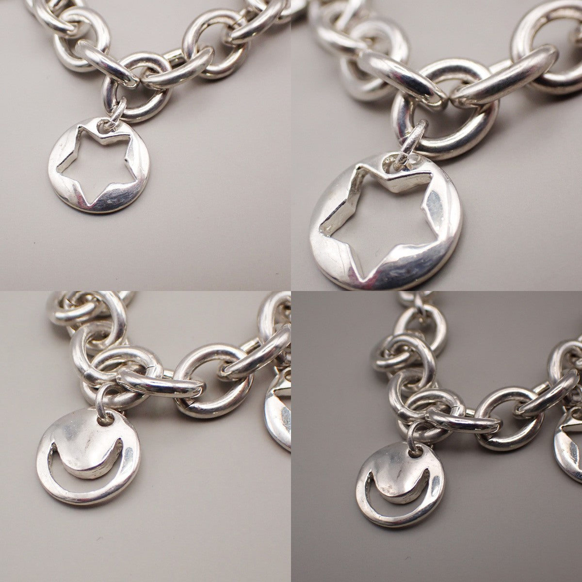 TIFFANY & CO. 5 Charm Stencil Chain Bracelet Sterling Silver AG 925 33KD047