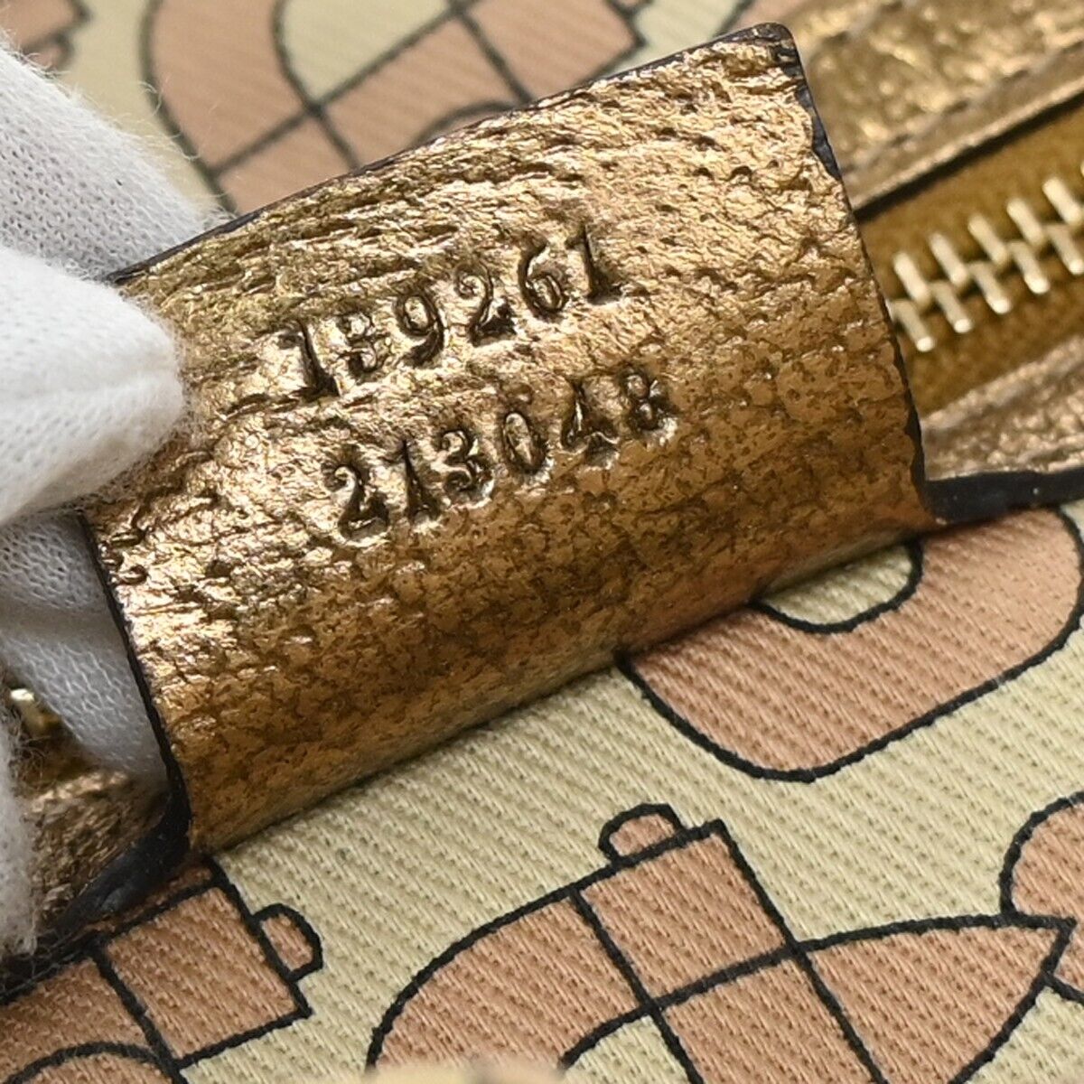 GUCCI GG Pattern Sherry Mini Hand Bag canvas Leather Beige Gold Italy 67DA078