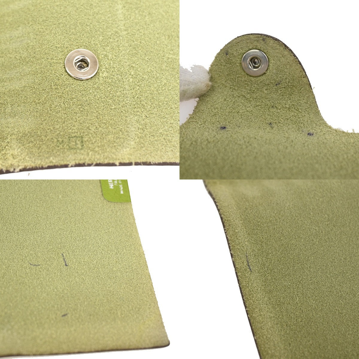 HERMES Logo Ulysse Mini Notebook Cover Mark Leather France Green  02RQ043