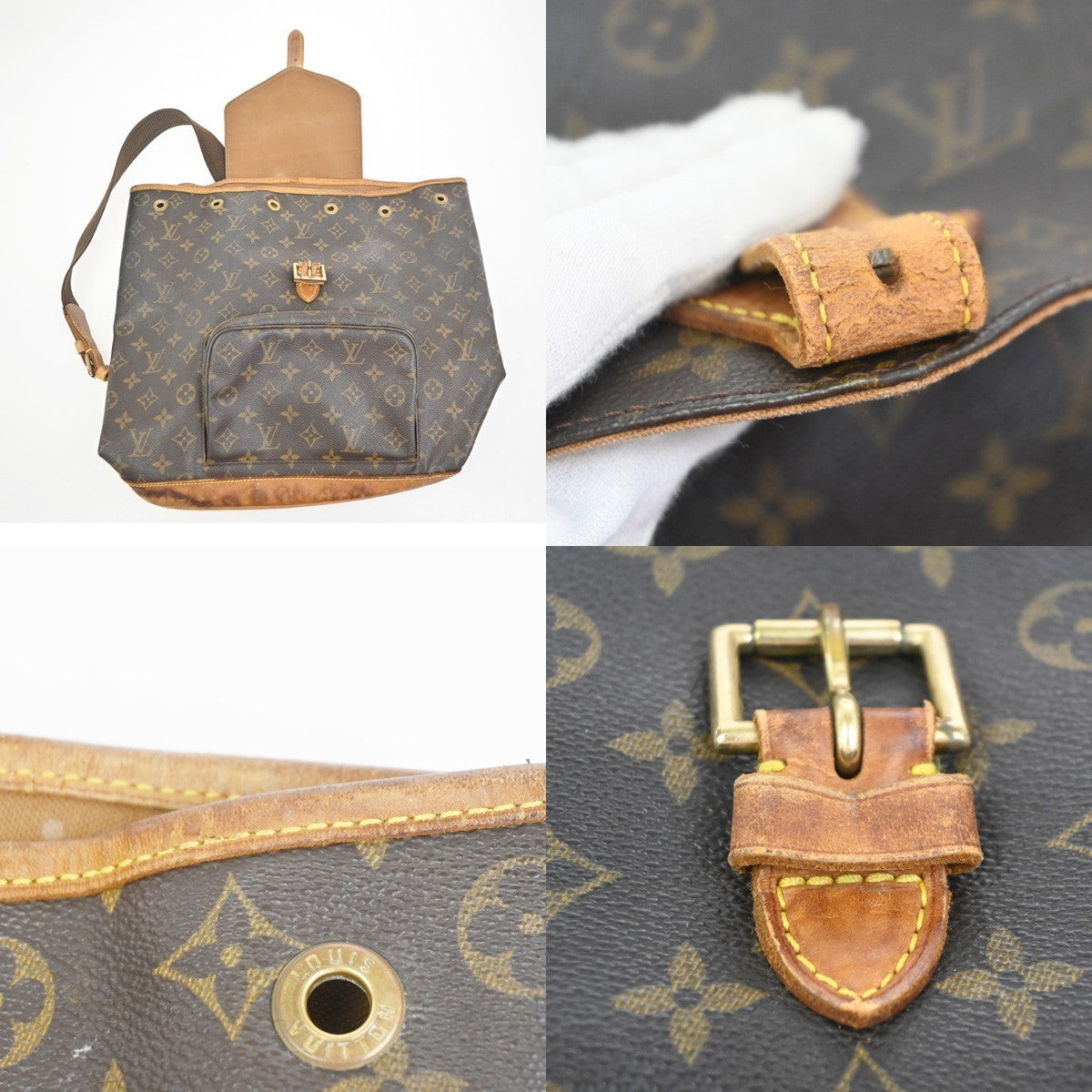 LOUIS VUITTON Montsouris GM Backpack Bag Monogram Leather Brown M51135 65ZA372