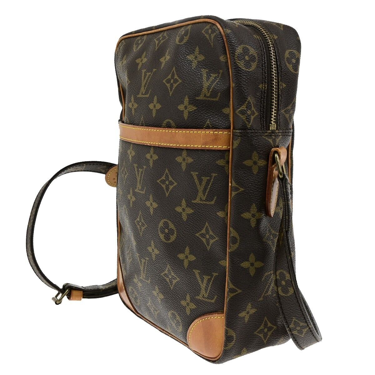LOUIS VUITTON Logo Danube MM Shoulder Bag Monogram Leather Brown M45264 31ED451