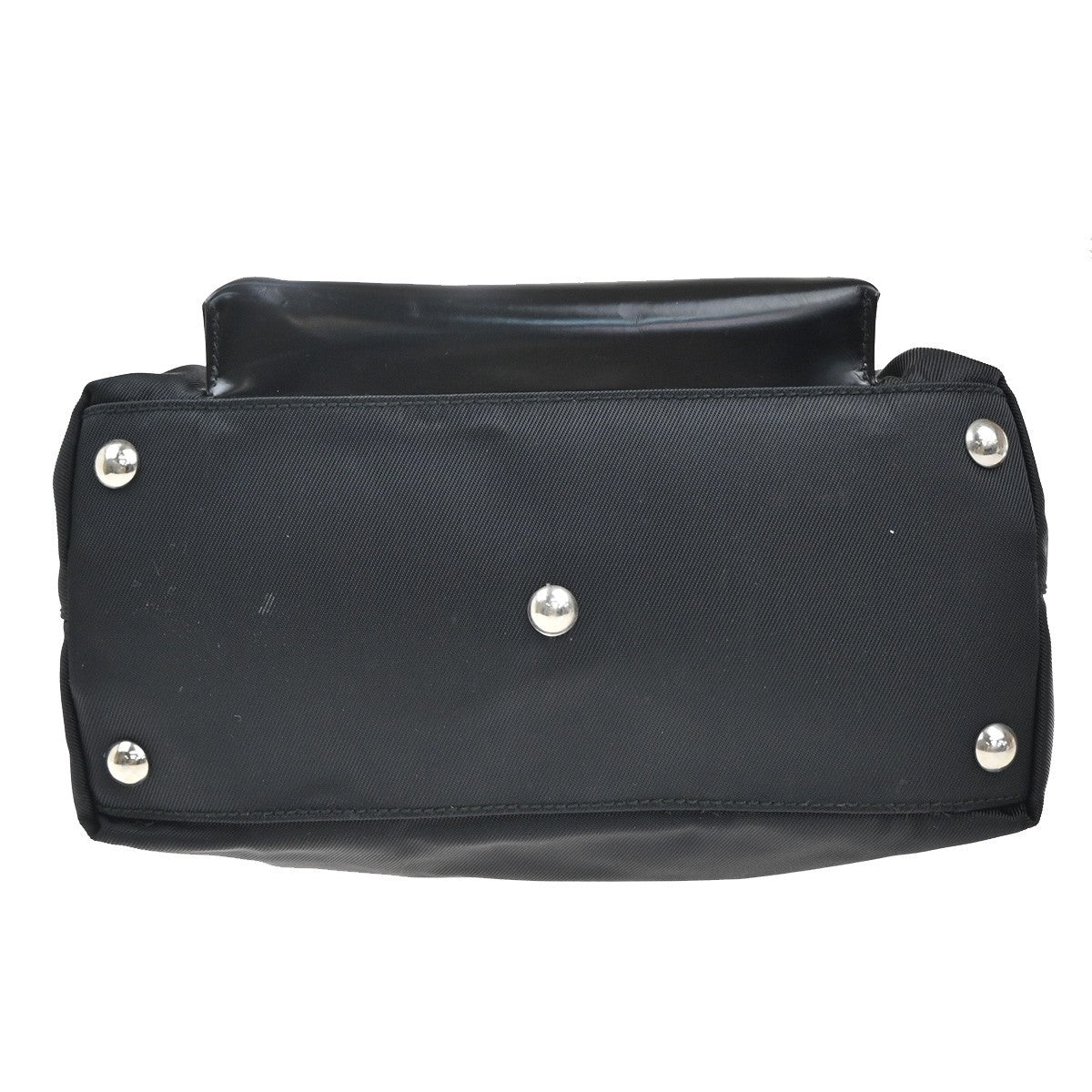 GUCCI Logo Tote Hand Bag Nylon Leather Black SHW Italy 02KP445