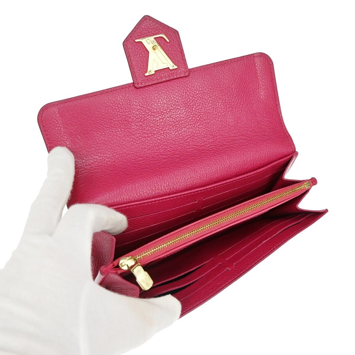 LOUIS VUITTON Portefeuille Lockme Long Wallet  Leather Fuchsia M61277 65EA270