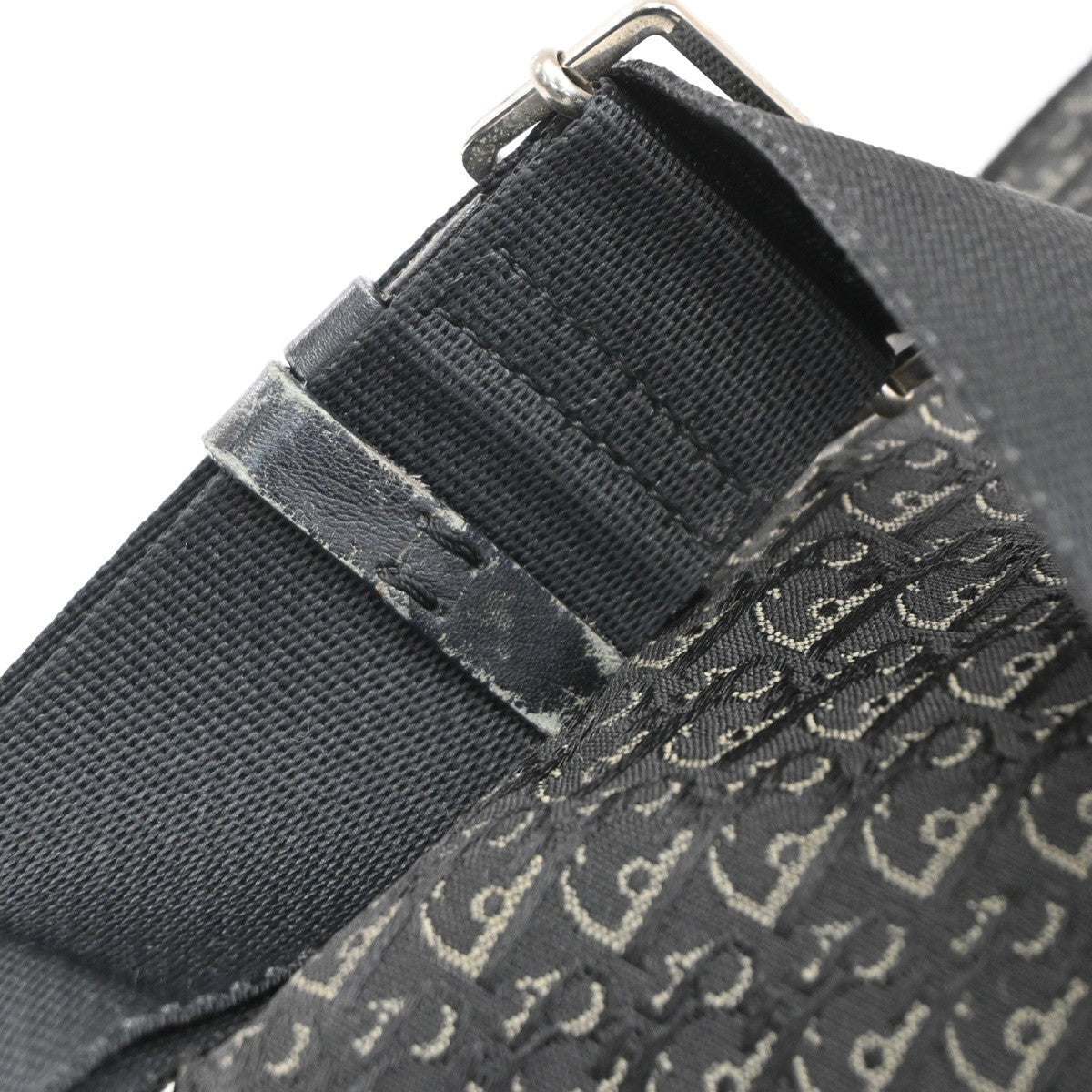 CHRISTIAN DIOR Logo Trotter Pattern Messenger Bag Canvas Leather BK SHW 79CA476