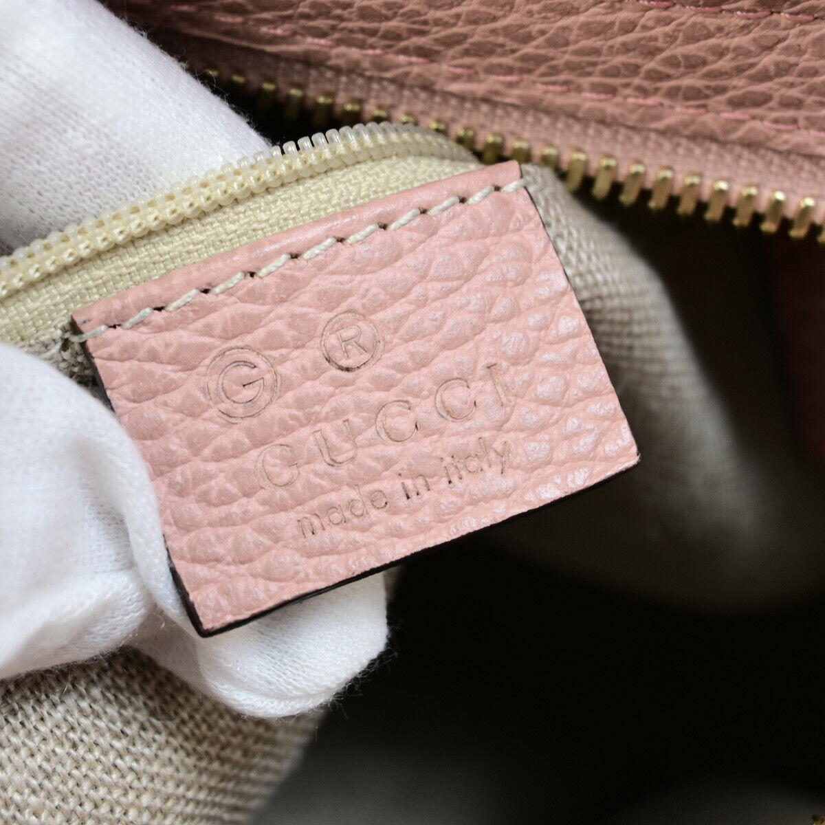 GUCCI Bree GG Pattern 2Way Shoulder Hand Bag Canvas Leather Brown Pink 59RK035