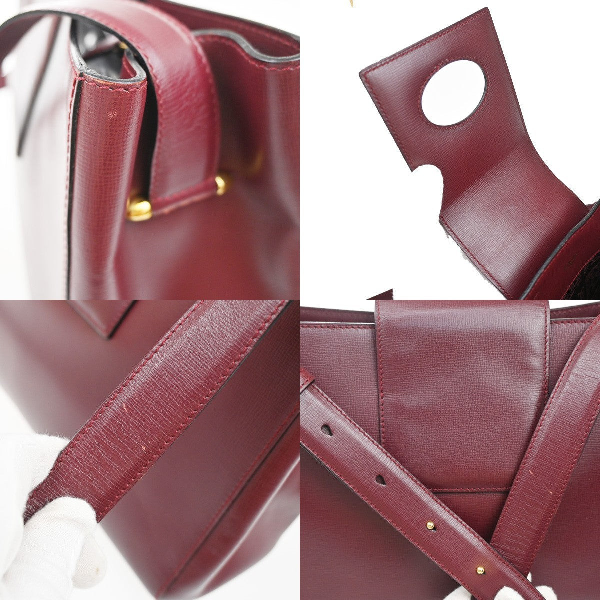 MUST DE CARTIER 2C Logo Crossbody Shoulder Bag Leather Red GHW  Frence 34SA083