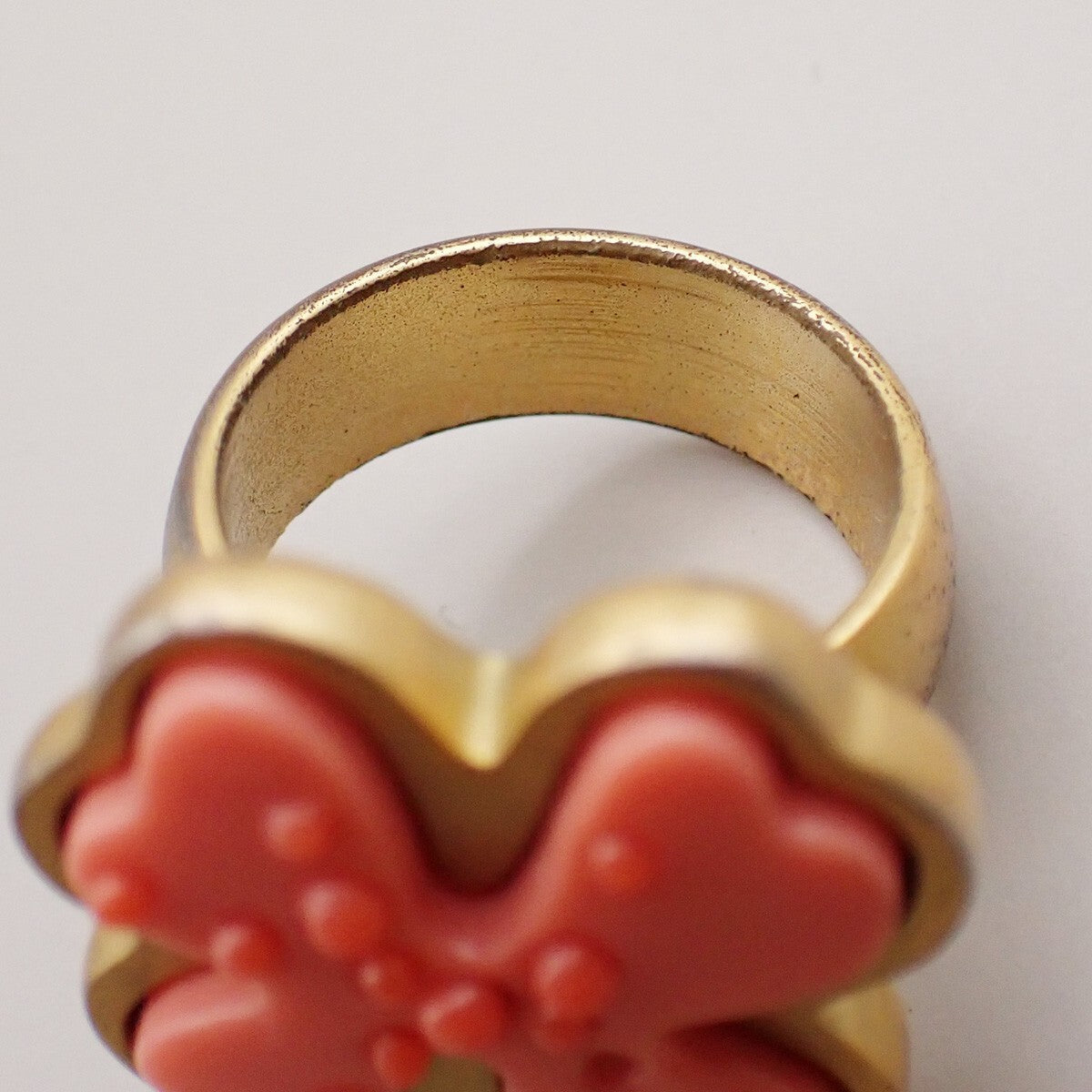 CHANEL Logo Clover Ring 03P Pink Gold-Plated Plastic France Accessory 04RL130