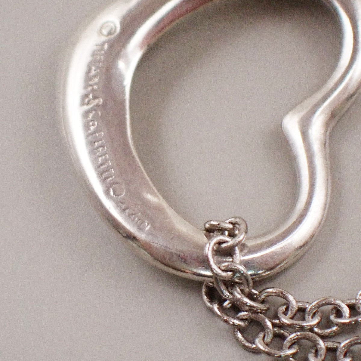 TIFFANY & CO. Open Heart 22mm Chain Necklace Ag 925 Elsa Peretti Silver 02YH718