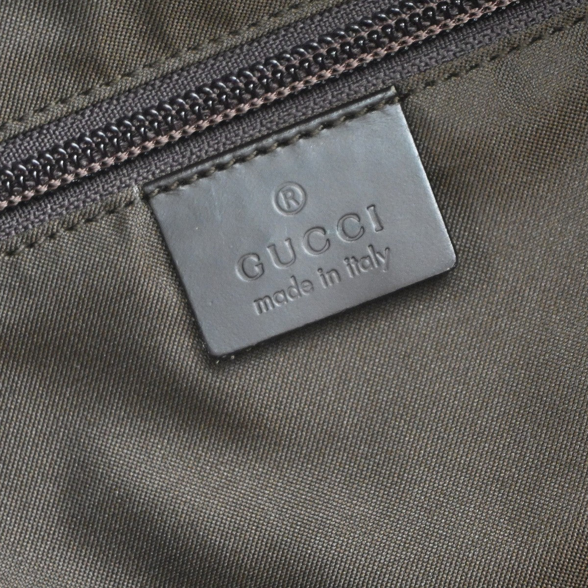 GUCCI Logo GG Pattern Hand Bag Nylon Leather Brown Silver Italy 66KP414