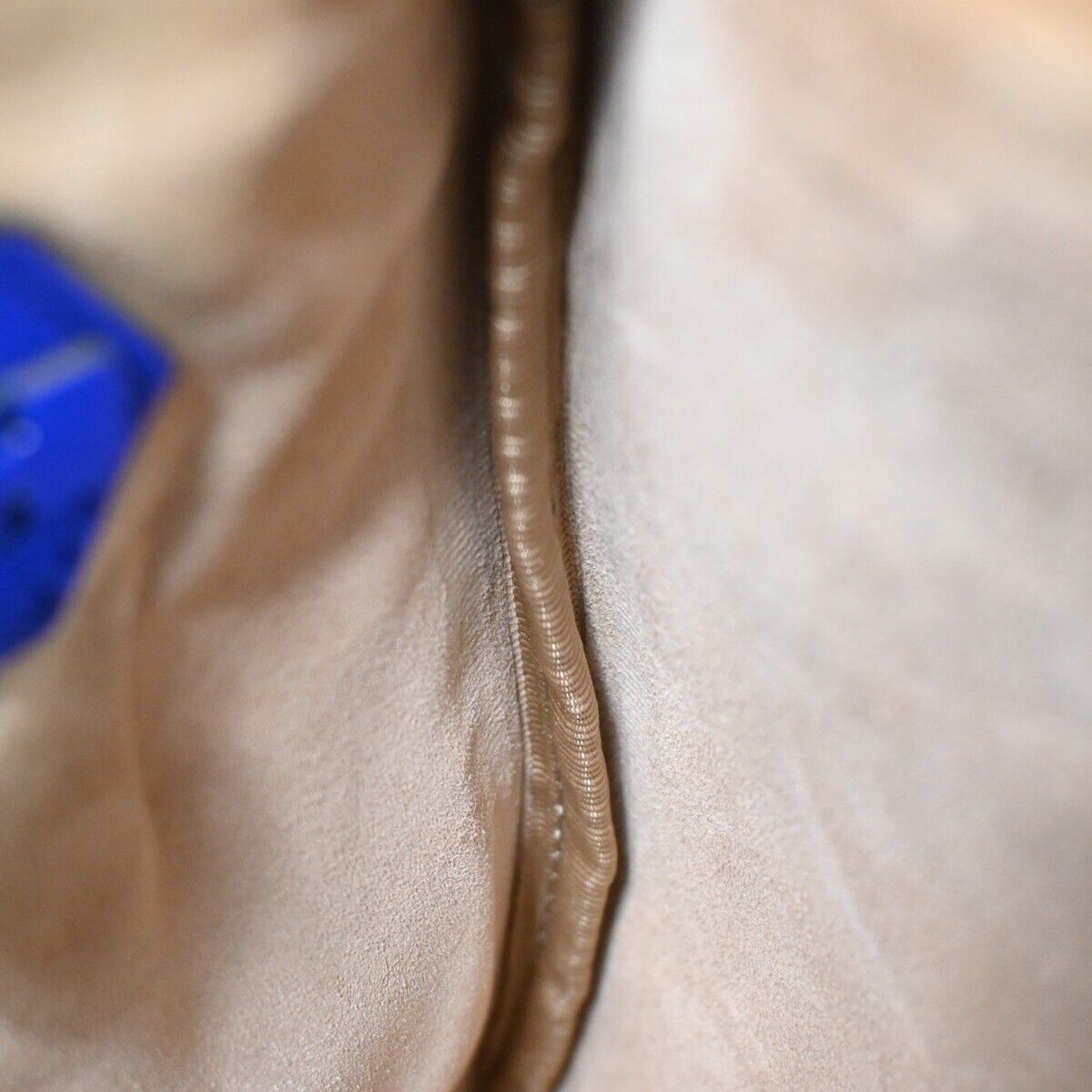 ANYA HINDMARCH Logo Smiley Wink Fringe Clutch Hand Bag Leather Blue 36HB218