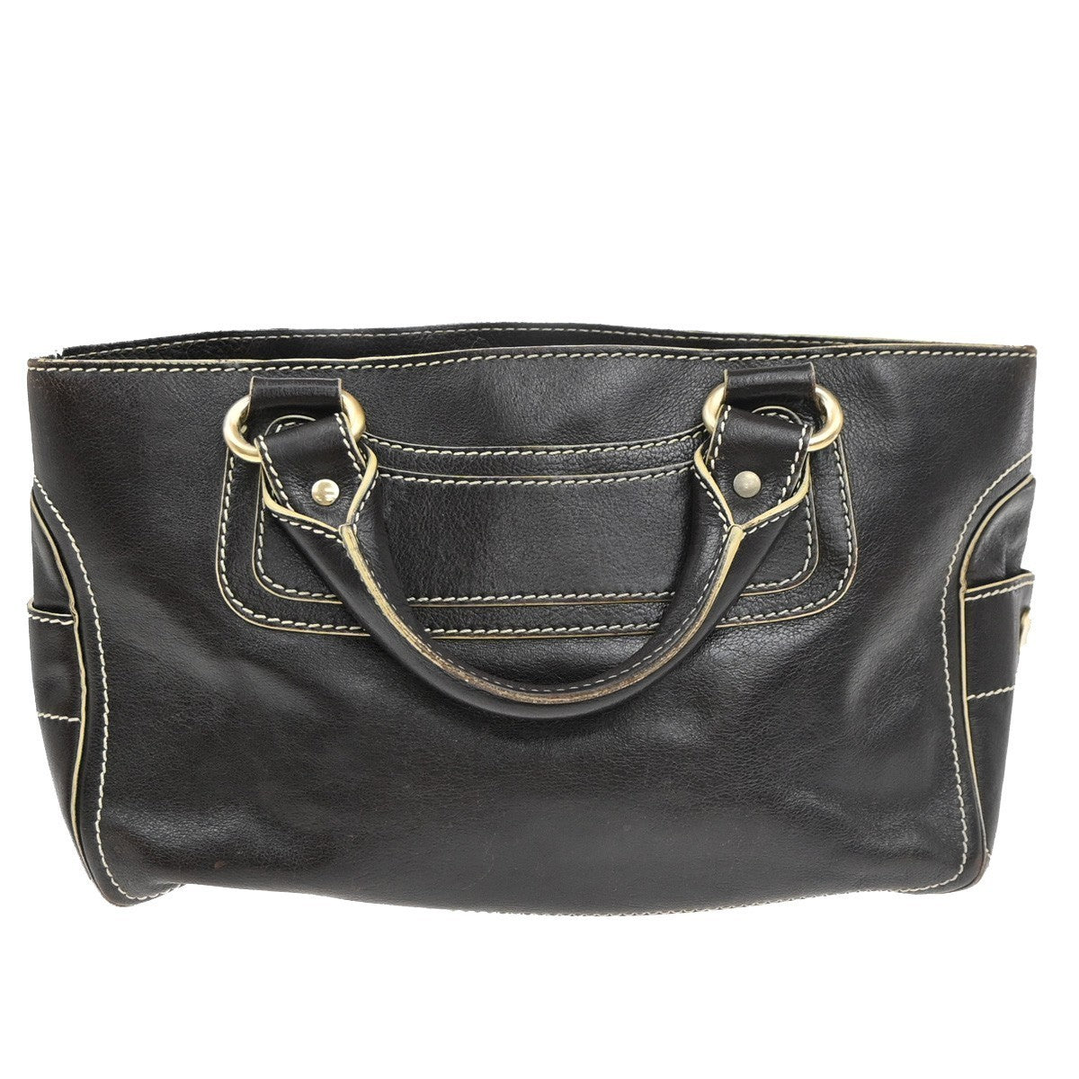 CELINE Logo Boogie Hand Bag Leather Brown GHW Italy 61EG236
