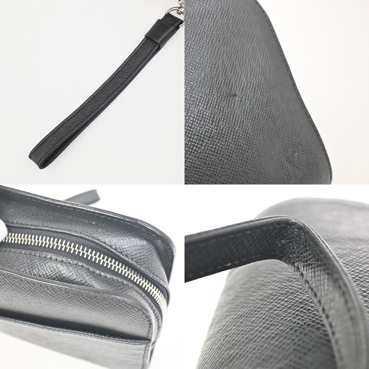 LOUIS VUITTON LV Logo BAIKAL Clutch Hand Bag Taiga Leather Black M30182 04KC763