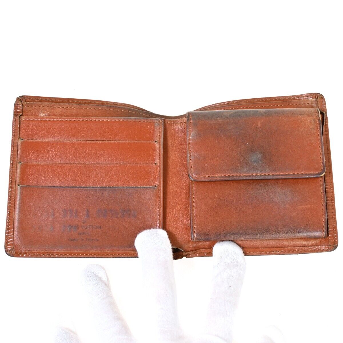 LOUIS VUITTON 2 Set Bifold Wallet Purse Monogram Epi Leather Brown 09HB252