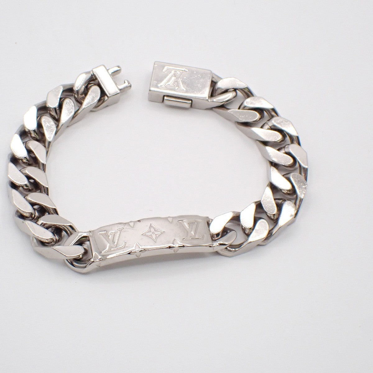 LOUIS VUITTON Logo Monogram Chain Bracelet  Silver Italy M00270 85RL711