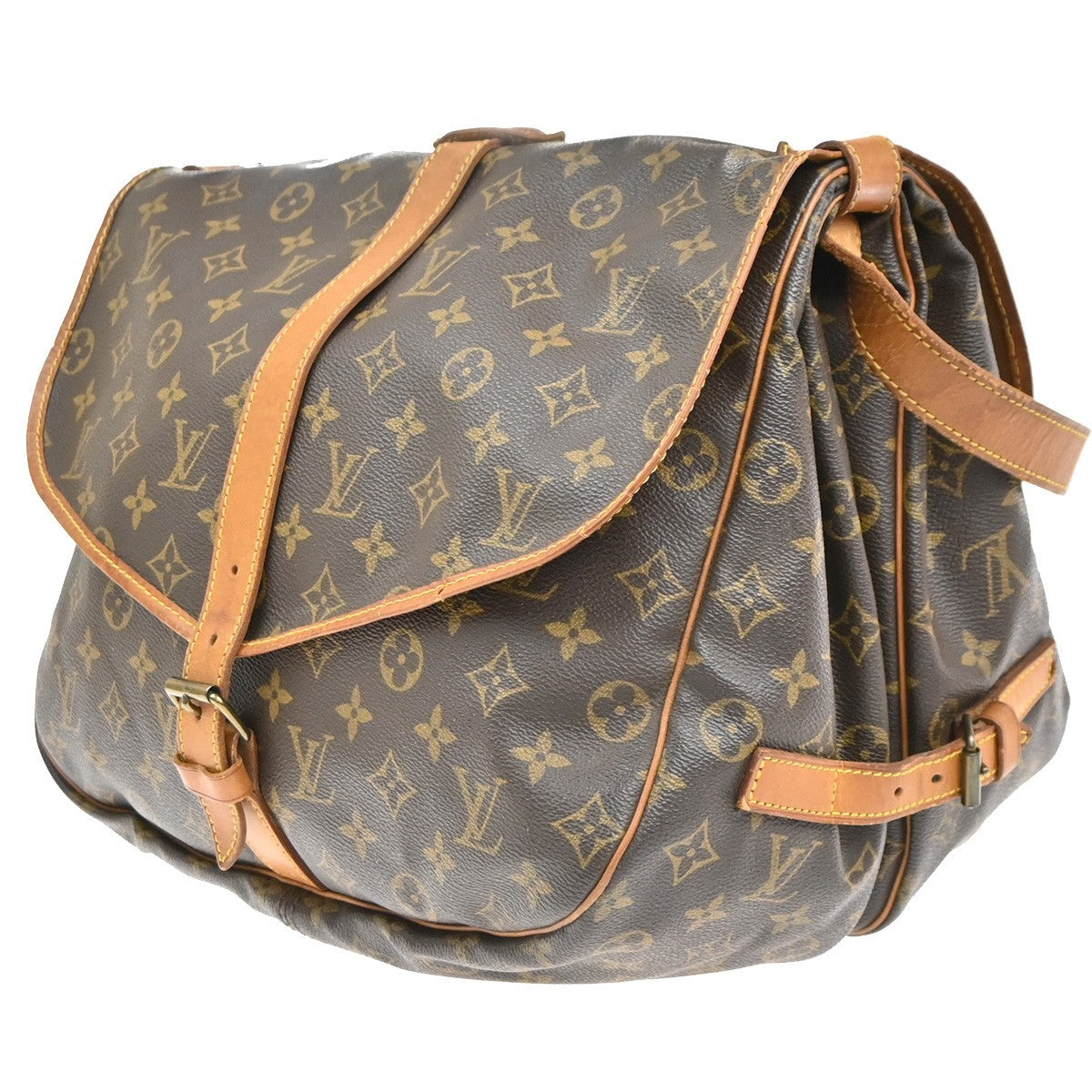 LOUIS VUITTON Saumur 35 Shoulder Bag Monogram Leather Brown M42254 86MA460