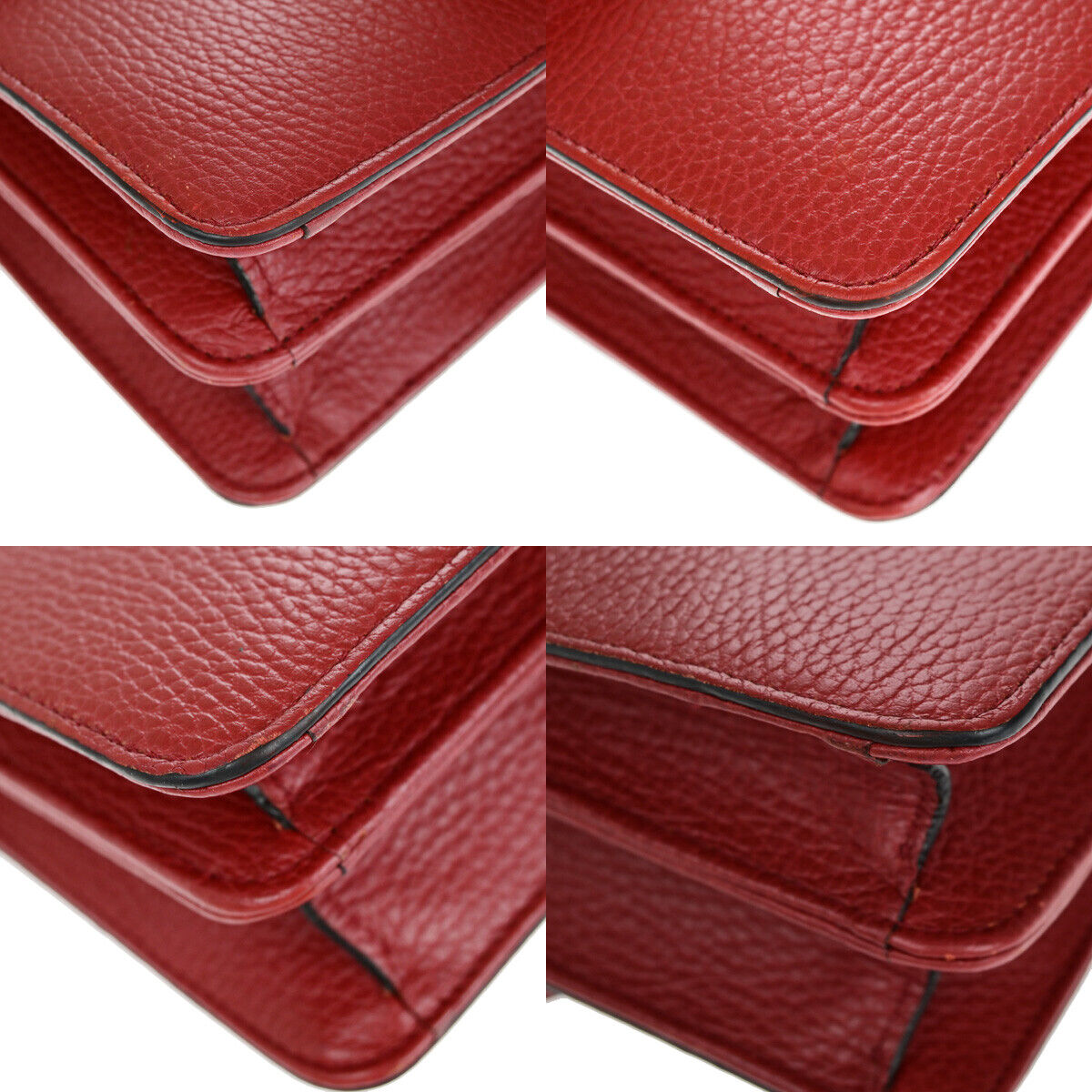GUCCI Logo Interlocking G Mini Chain Shoulder Bag Leather Red GHW Italy 93YF653