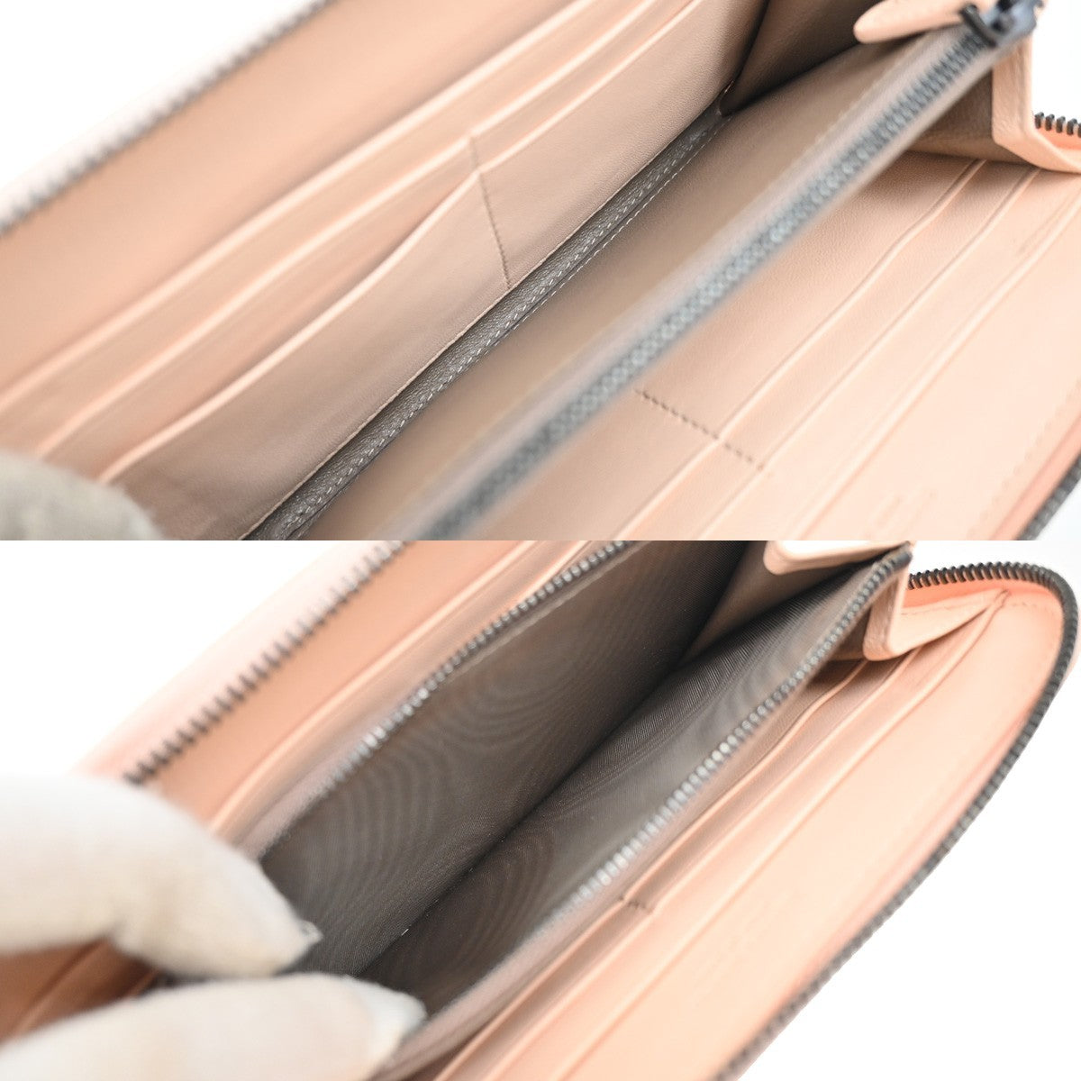 BOTTEGA VENETA Intrecciato Zip Around Long Wallet Embossing Leather Pink 33RF621